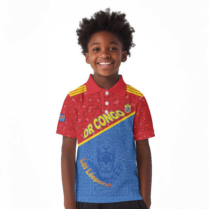 Custom DR Congo Football Kid Polo Shirt Go Champions - African Pride