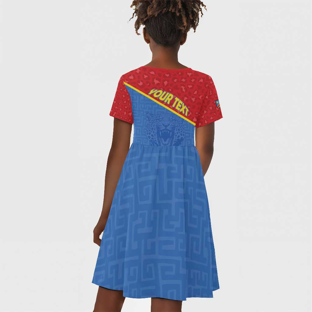 Custom DR Congo Football Kid Short Sleeve Dress Go Champions - African Pride