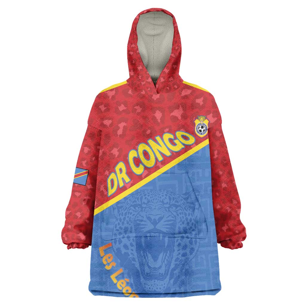 Custom DR Congo Football Kid Wearable Blanket Hoodie Go Champions - African Pride