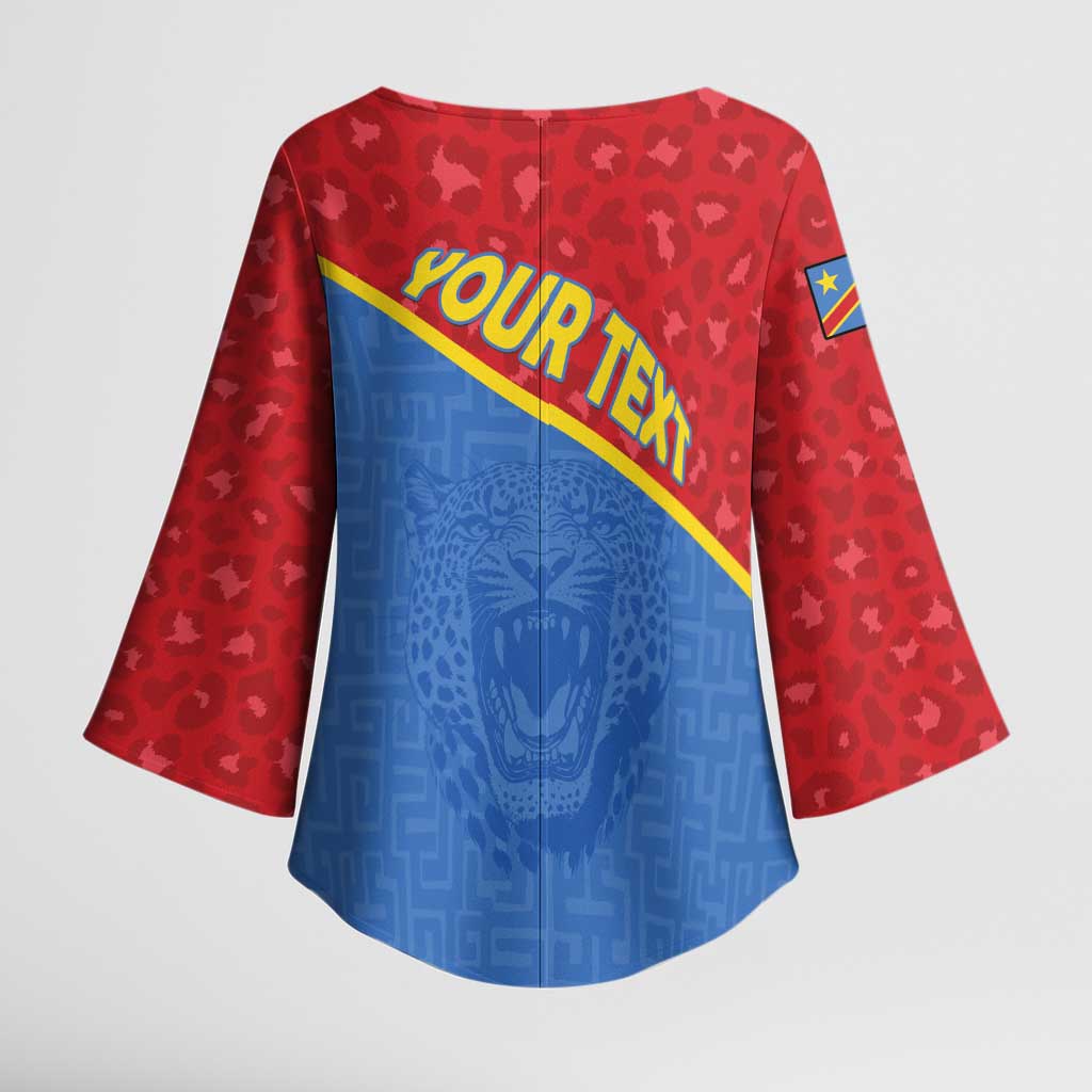 Custom DR Congo Football Kimono Sleeve Blouse Allez Les Léopards