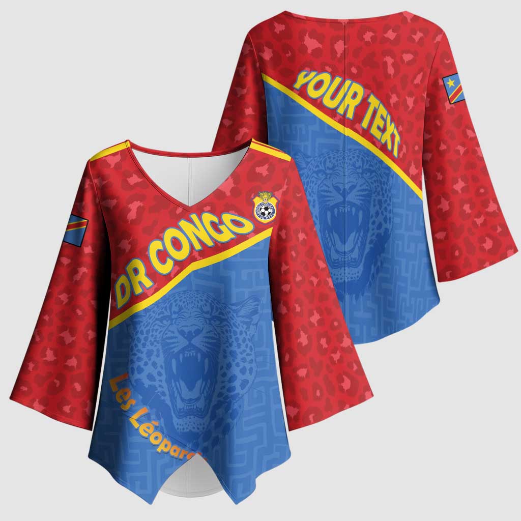 Custom DR Congo Football Kimono Sleeve Blouse Allez Les Léopards