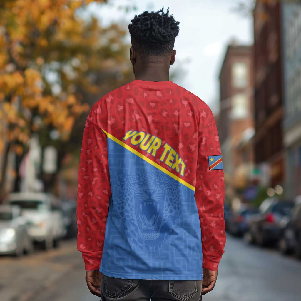 Custom DR Congo Football Long Sleeve Shirt Go Champions - African Pride