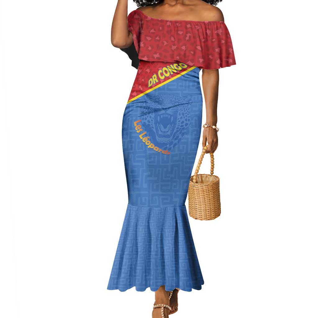 Custom DR Congo Football Mermaid Dress Go Champions - African Pride