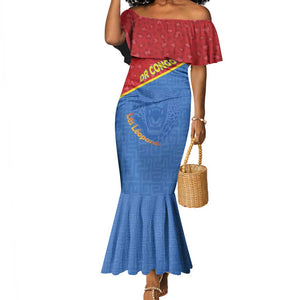 Custom DR Congo Football Mermaid Dress Go Champions - African Pride