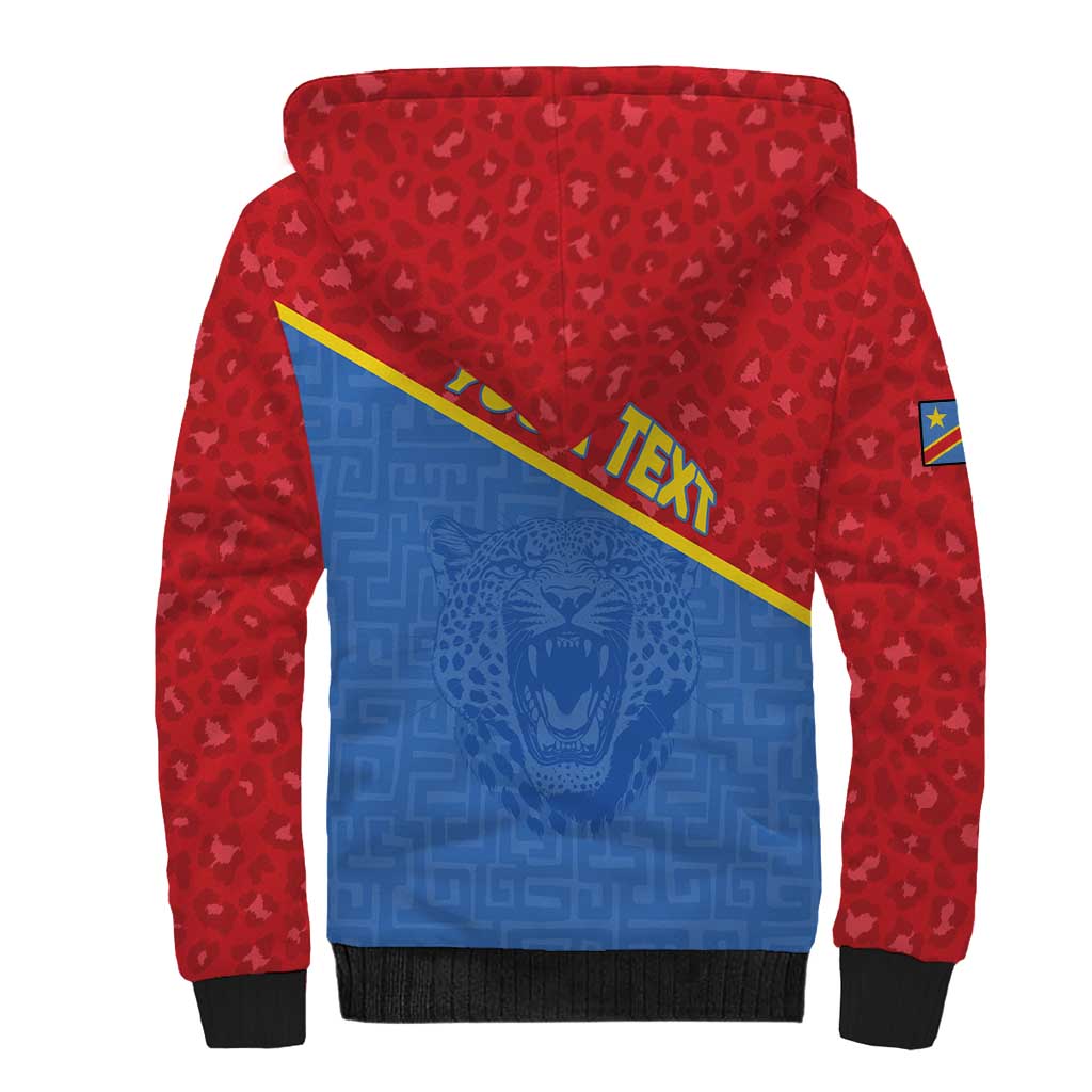 Custom DR Congo Football Sherpa Hoodie Go Champions - African Pride
