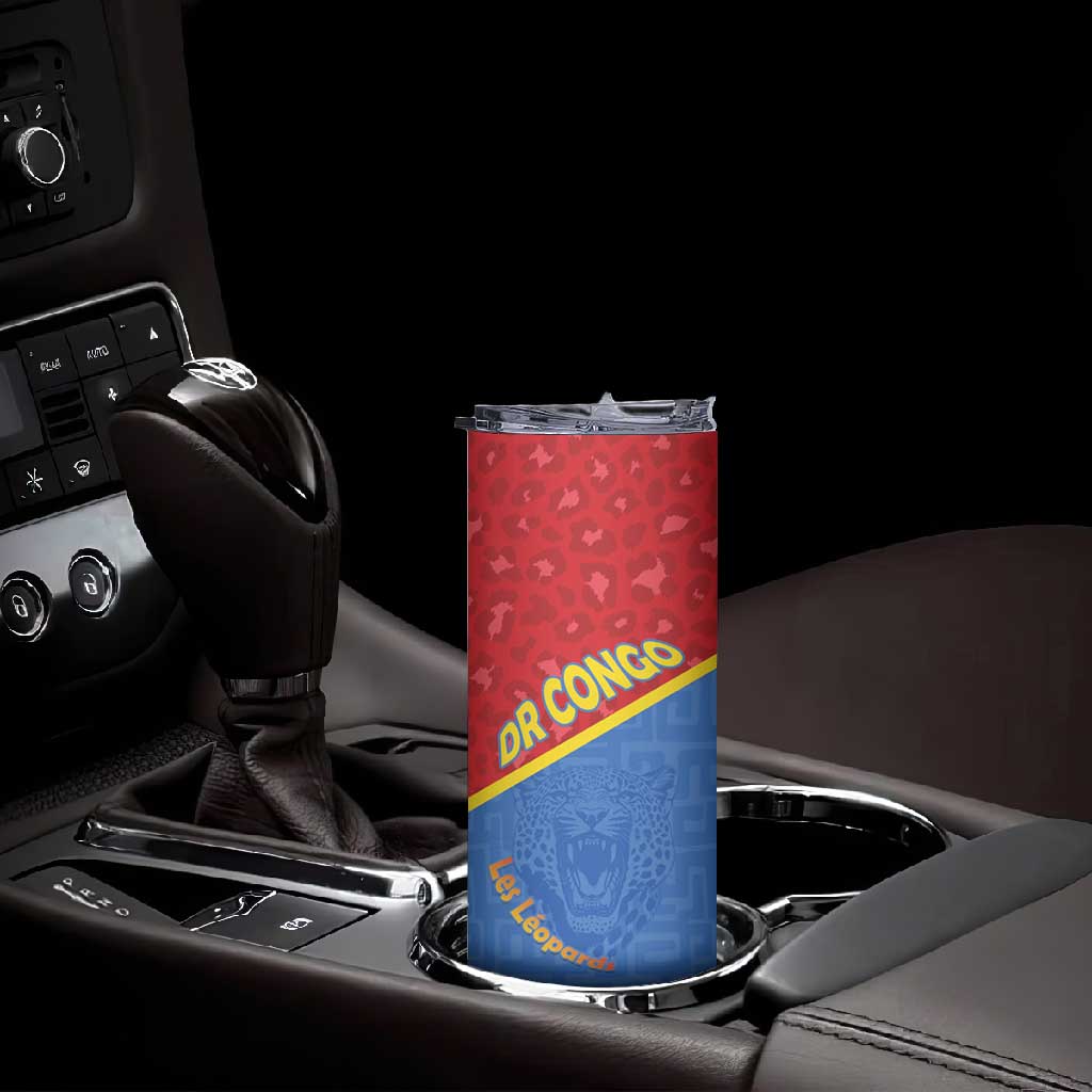 Custom DR Congo Football Skinny Tumbler Go Champions - African Pride