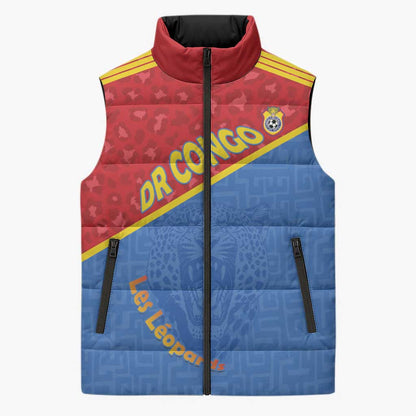 Custom DR Congo Football Sleeveless Puffer Jacket Allez Les Léopards