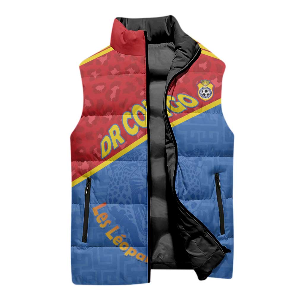 Custom DR Congo Football Sleeveless Puffer Jacket Allez Les Léopards