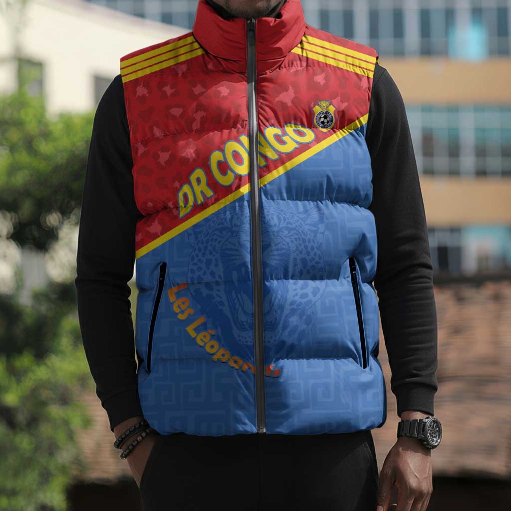 Custom DR Congo Football Sleeveless Puffer Jacket Allez Les Léopards