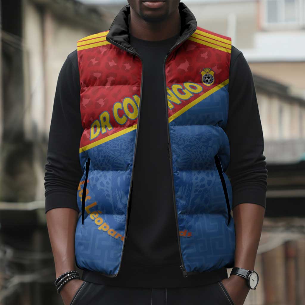Custom DR Congo Football Sleeveless Puffer Jacket Allez Les Léopards