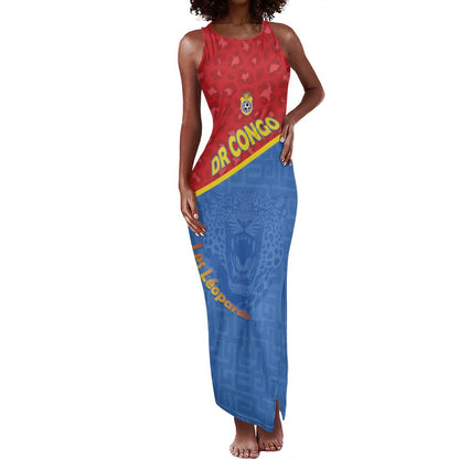 Custom DR Congo Football Tank Maxi Dress Go Champions - African Pride