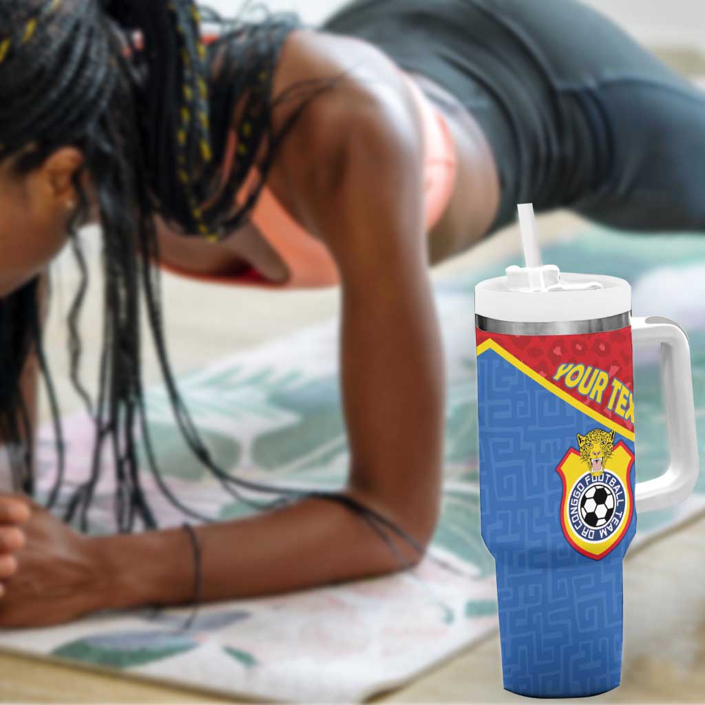 Custom DR Congo Football Tumbler With Handle Go Champions - African Pride