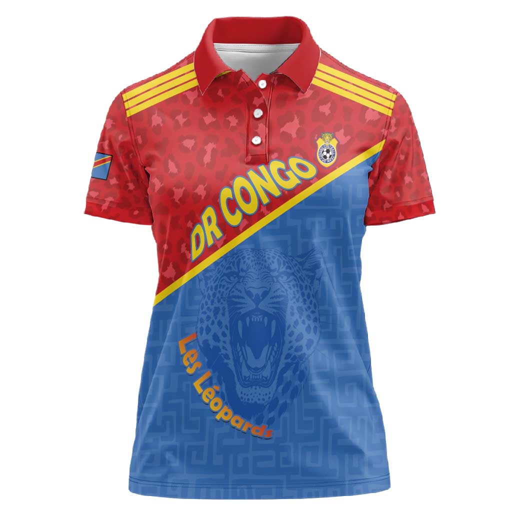 Custom DR Congo Football Women Polo Shirt Go Champions - African Pride