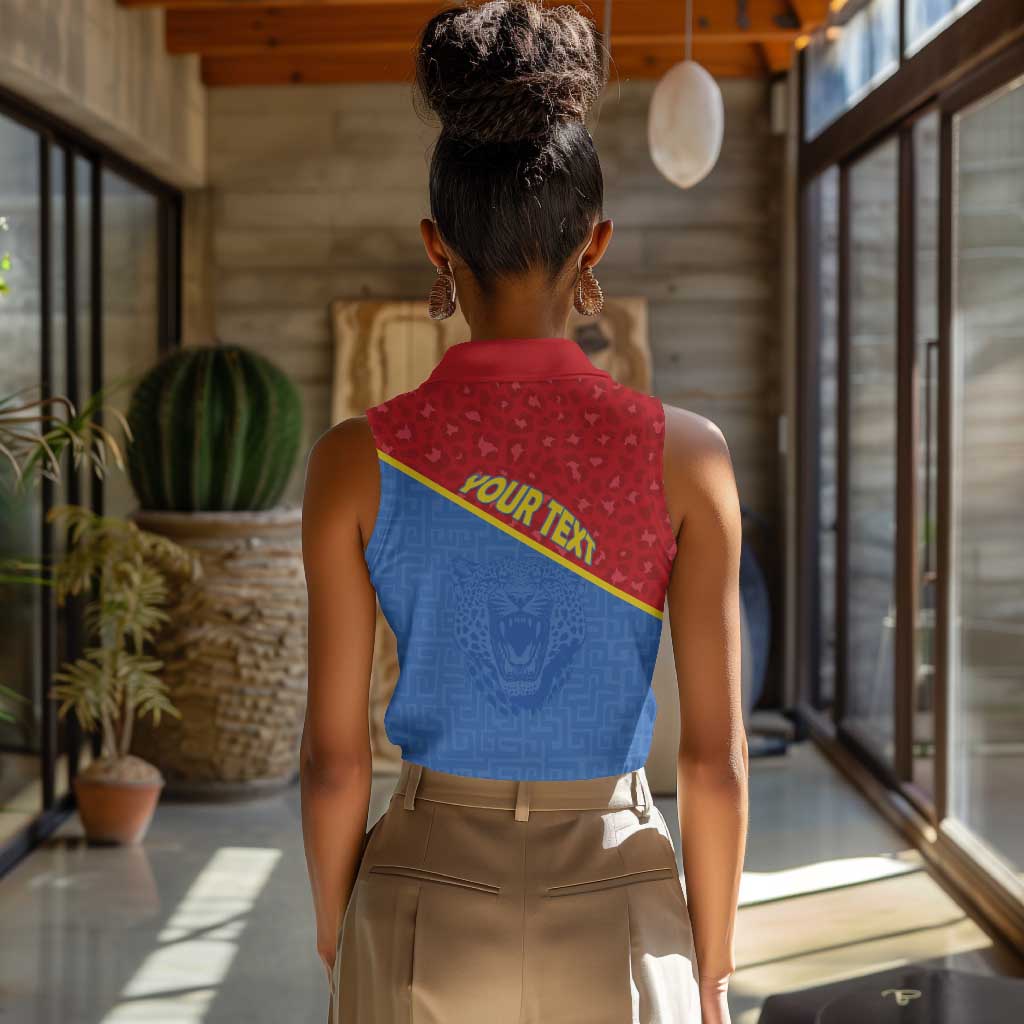 Custom DR Congo Football Women Sleeveless Polo Shirt Go Champions - African Pride