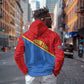 Custom DR Congo Football Zip Hoodie Go Champions - African Pride