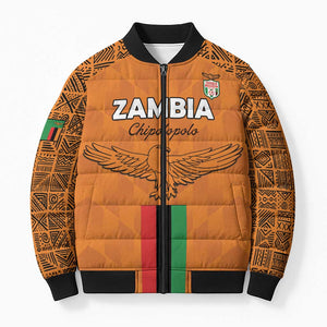 Custom Zambia Football Bomber Puffer Jacket Go Chipolopolo Go