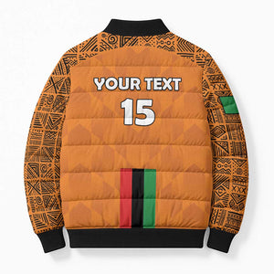 Custom Zambia Football Bomber Puffer Jacket Go Chipolopolo Go