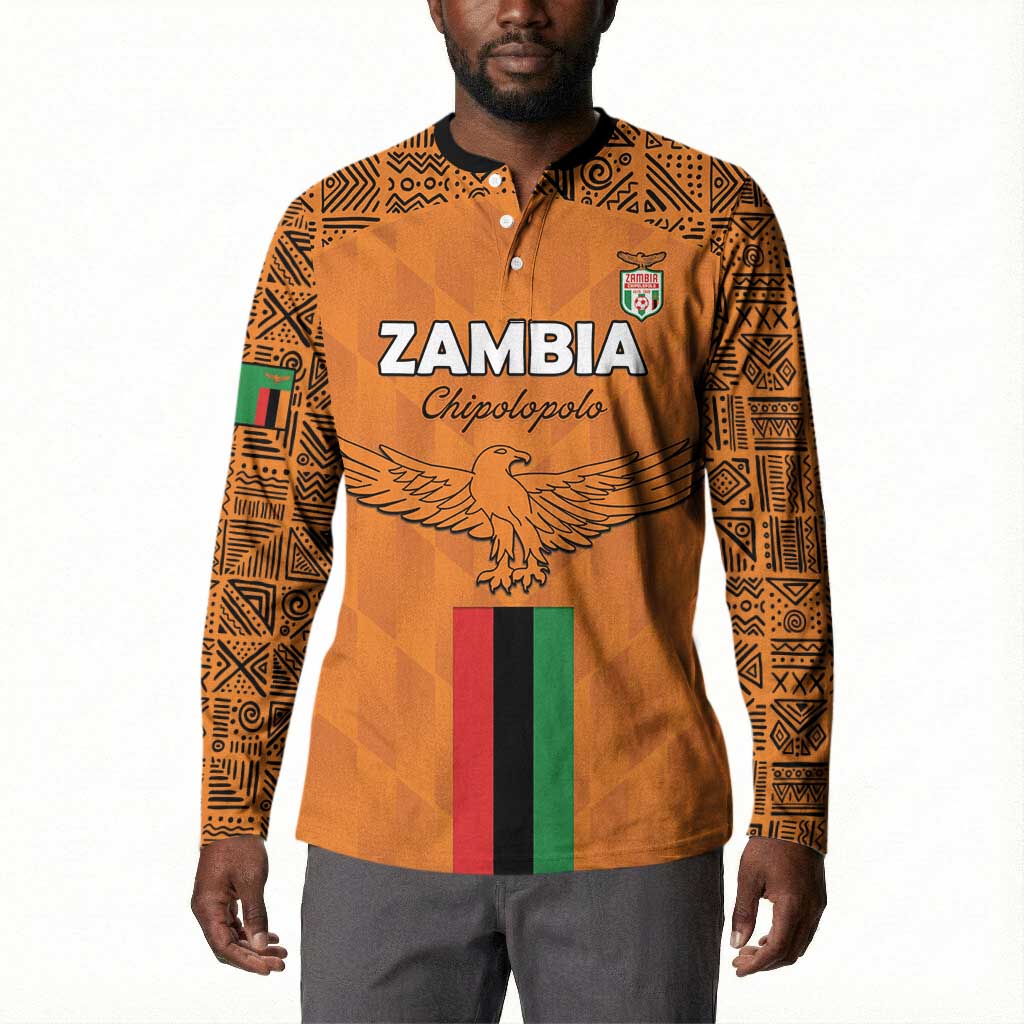Custom Zambia Football Button Sweatshirt Go Chipolopolo Go