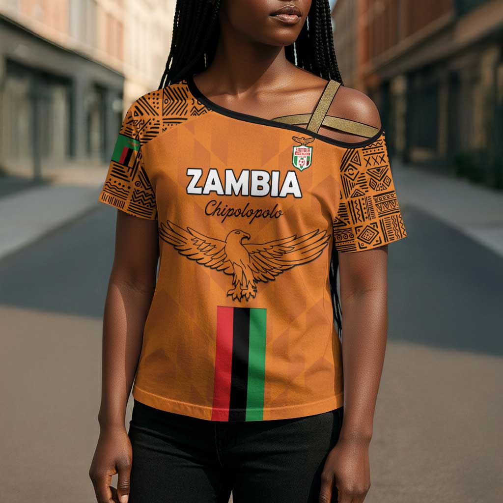 Custom Zambia Football Cross Shoulder Shirt Go Chipolopolo Go