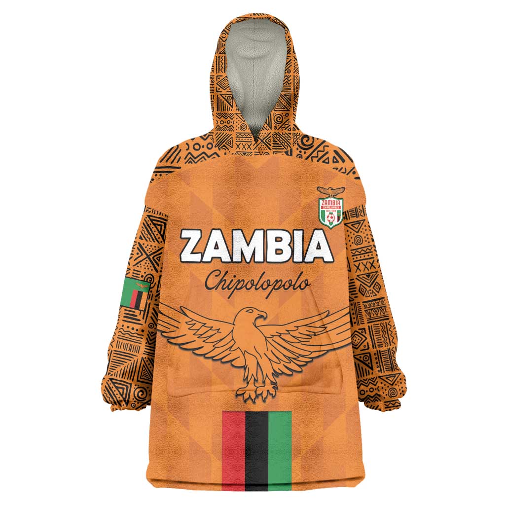 Custom Zambia Football Kid Wearable Blanket Hoodie Come On Chipolopolo - African Pride