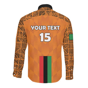Custom Zambia Football Long Sleeve Button Shirt Come On Chipolopolo - African Pride