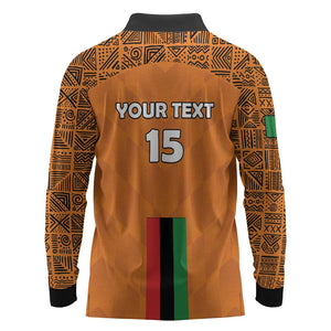 Custom Zambia Football Long Sleeve Polo Shirt Come On Chipolopolo - African Pride