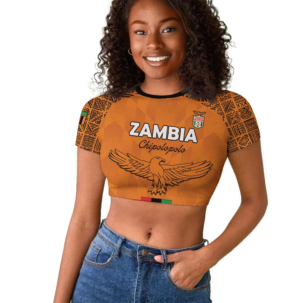 Custom Zambia Football Raglan Cropped T shirt Come On Chipolopolo - African Pride