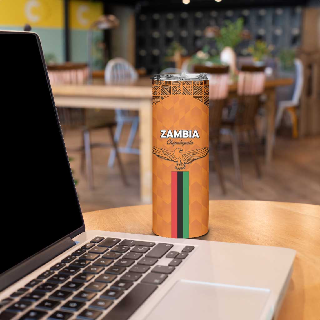 Custom Zambia Football Skinny Tumbler Come On Chipolopolo - African Pride