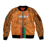 Custom Zambia Football Sleeve Zip Bomber Jacket Come On Chipolopolo - African Pride