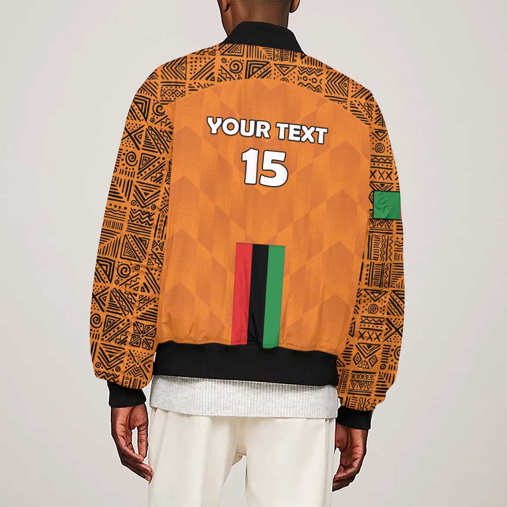 Custom Zambia Football Sleeve Zip Bomber Jacket Come On Chipolopolo - African Pride