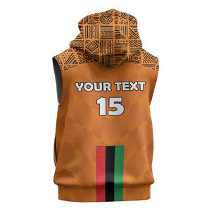 Custom Zambia Football Sleeveless Hoodie Come On Chipolopolo - African Pride