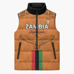 Custom Zambia Football Sleeveless Puffer Jacket Go Chipolopolo Go