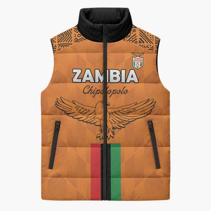 Custom Zambia Football Sleeveless Puffer Jacket Go Chipolopolo Go