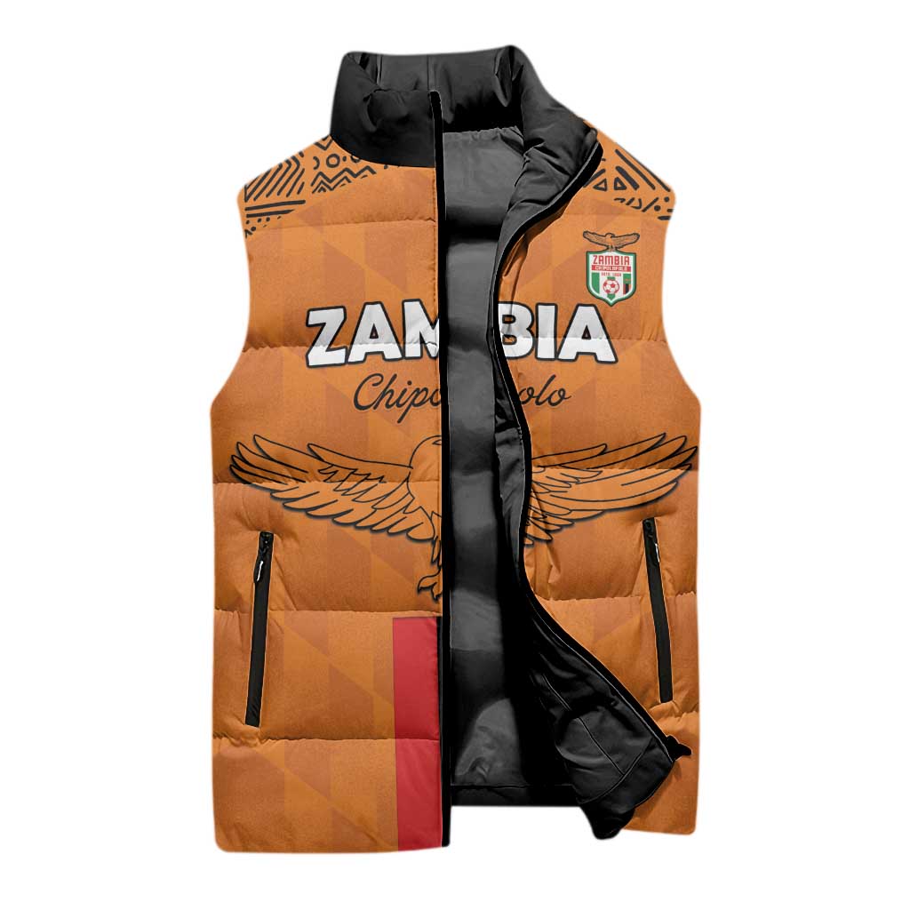 Custom Zambia Football Sleeveless Puffer Jacket Go Chipolopolo Go