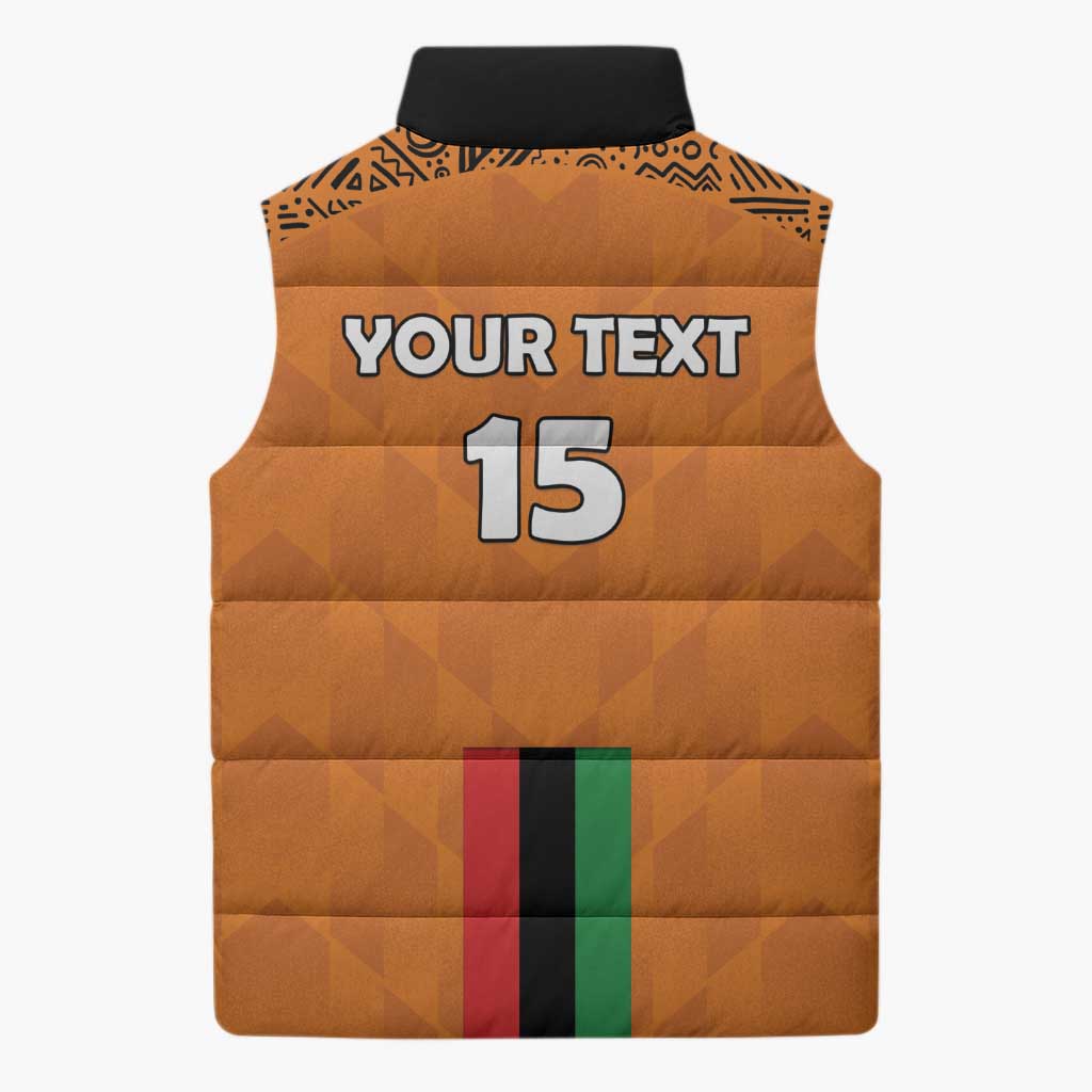 Custom Zambia Football Sleeveless Puffer Jacket Go Chipolopolo Go