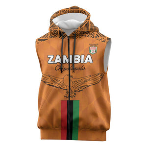Custom Zambia Football Sleeveless Zip Hoodie Come On Chipolopolo - African Pride