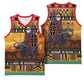 Afro Christmas in Kenya Safari Basketball Jersey Black Santa Riding Cape Buffalo LT15