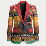 Kenya Safari Christmas Blazer Black Santa Riding Cape Buffalo - Heri ya Krismasi