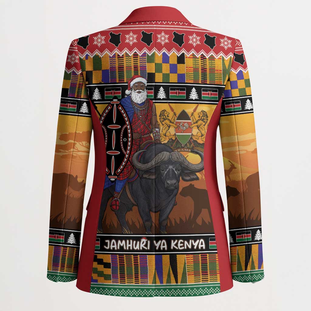 Kenya Safari Christmas Blazer Black Santa Riding Cape Buffalo - Heri ya Krismasi