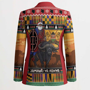 Kenya Safari Christmas Blazer Black Santa Riding Cape Buffalo - Heri ya Krismasi