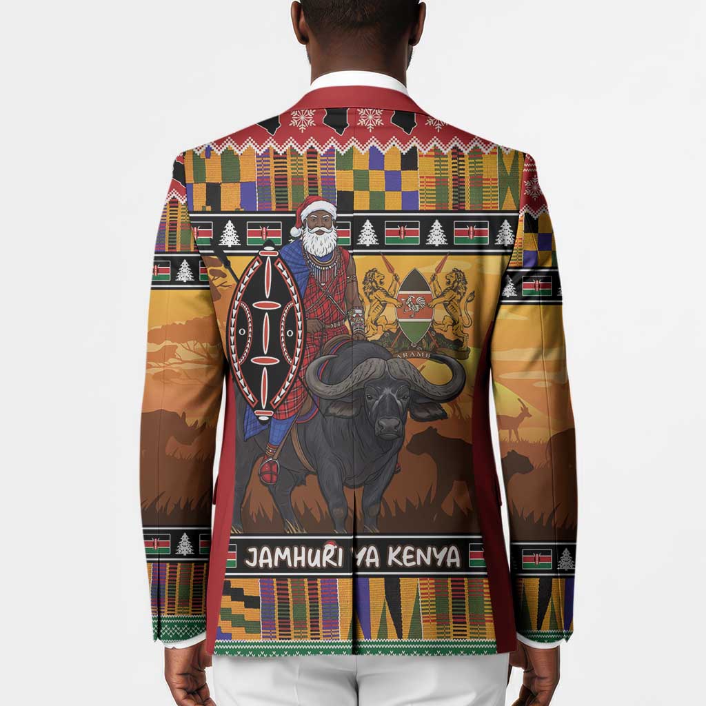 Kenya Safari Christmas Blazer Black Santa Riding Cape Buffalo - Heri ya Krismasi