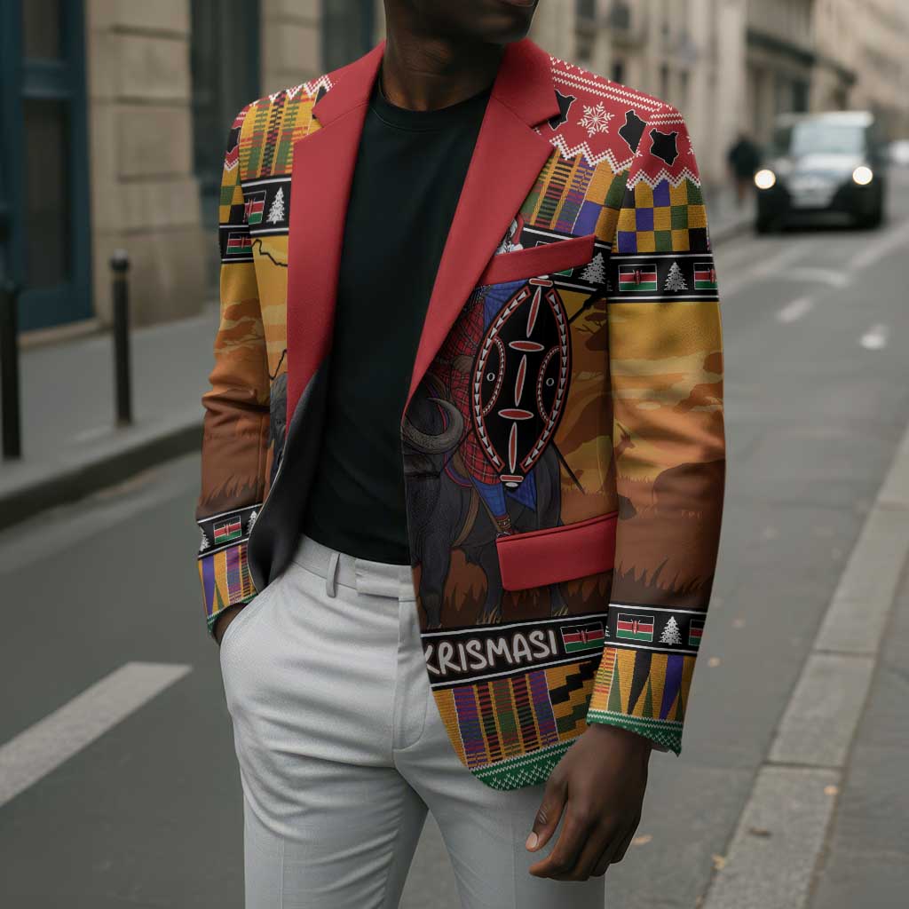 Kenya Safari Christmas Blazer Black Santa Riding Cape Buffalo - Heri ya Krismasi