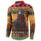 Kenya Safari Christmas Button Sweatshirt Black Santa Riding Cape Buffalo - Heri ya Krismasi