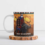Kenya Safari Christmas Ceramic Mug Black Santa Riding Cape Buffalo - Heri ya Krismasi