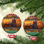Afro Christmas in Kenya Safari Ceramic Ornament Black Santa Riding Cape Buffalo - African Pride