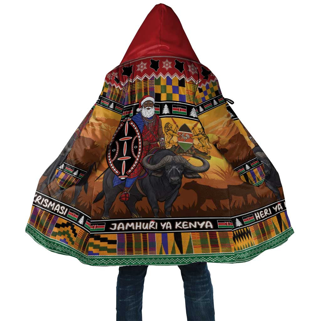 Kenya Safari Christmas Cloak Black Santa Riding Cape Buffalo - Heri ya Krismasi