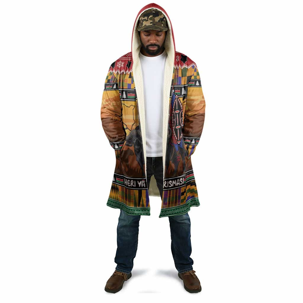 Kenya Safari Christmas Cloak Black Santa Riding Cape Buffalo - Heri ya Krismasi