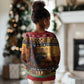 Afro Christmas in Kenya Safari Kid Ugly Christmas Sweater Black Santa Riding Cape Buffalo - African Pride