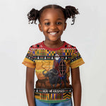 Afro Christmas in Kenya Safari Kid T shirt Black Santa Riding Cape Buffalo - African Pride