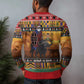 Afro Christmas in Kenya Safari Ugly Christmas Sweater Black Santa Riding Cape Buffalo - African Pride